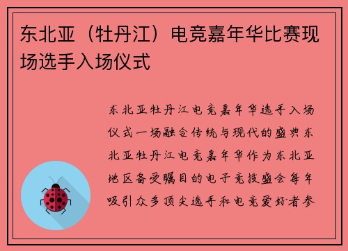 东北亚（牡丹江）电竞嘉年华比赛现场选手入场仪式