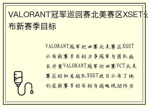 VALORANT冠军巡回赛北美赛区XSET公布新赛季目标